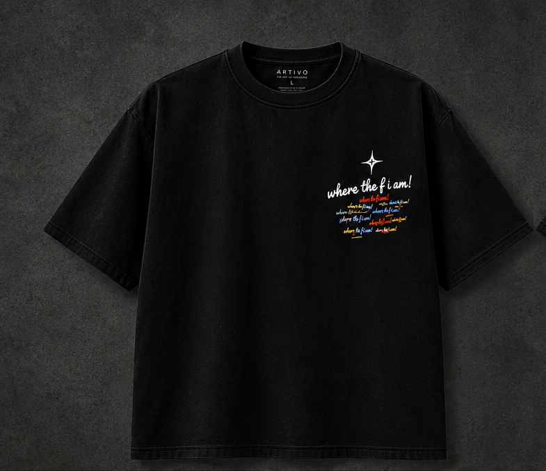 Oversized Graphic TEE. Where The F I Am?